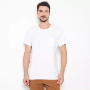 Camiseta Com Bolso<BR>- Branca