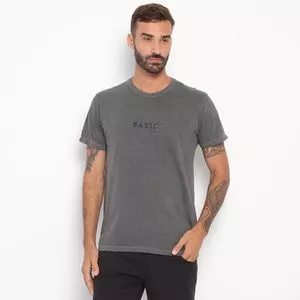 Camiseta Basic<BR>- Cinza Escuro & Azul Escuro