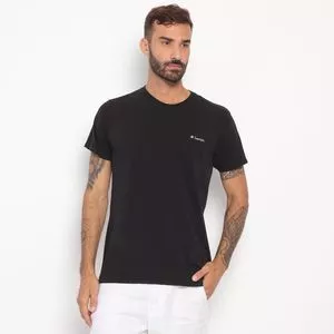 Camiseta Básica Com Bordado<BR>- Preta & Branca