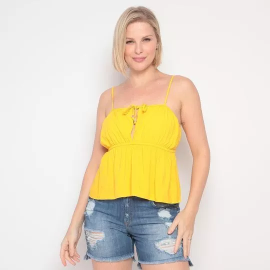 Blusa Com Recortes -  Amarela - Colcci