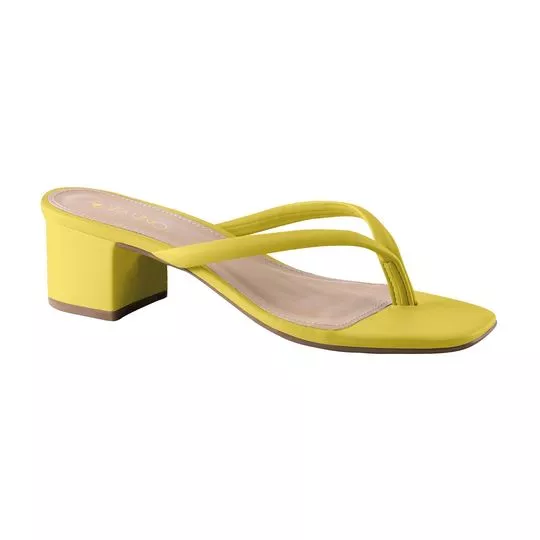 Tamanco Liso -  Amarelo -  Salto: 5cm - VIA UNO