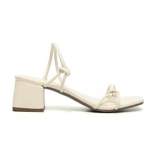 Tamanco Com Tiras - Off White - Salto: 5cm - VIA UNO