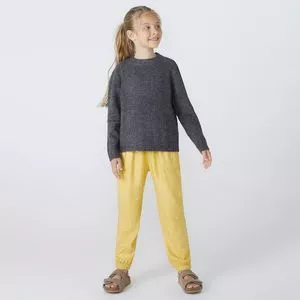 Calça Jogger Poá<BR> -  Amarela & Branca<BR> - Hering Kids