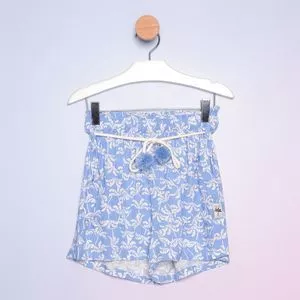 Short Folhagens<BR> -  Azul & Branco<BR> - Hering Kids