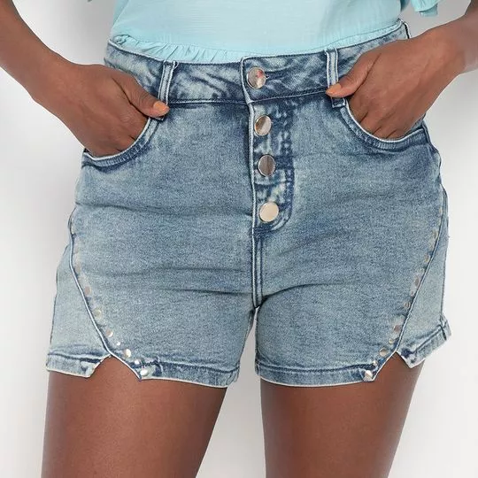 Short Jeans Com Botões -  Azul Claro - ZINCO