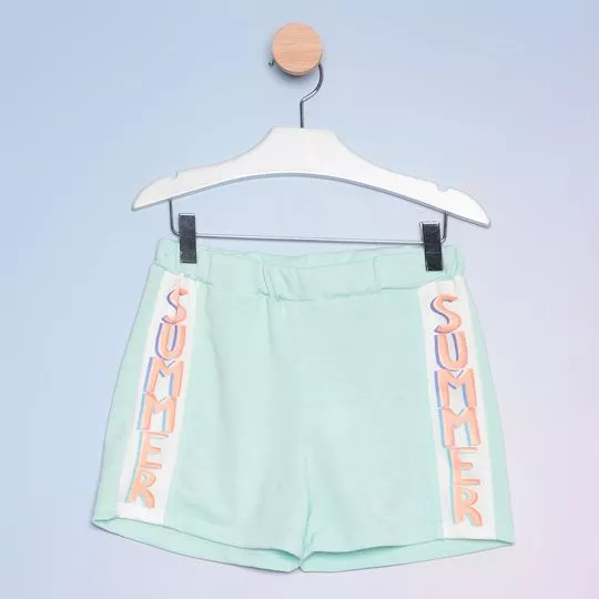 Short Summer Com Recortes - Verde Claro & Laranja - Mon Sucré