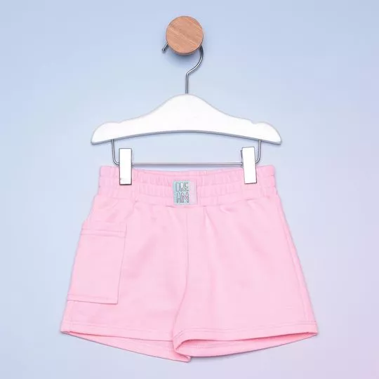 Short Em Moletinho Com Bolso -  Rosa Claro - Mon Sucré