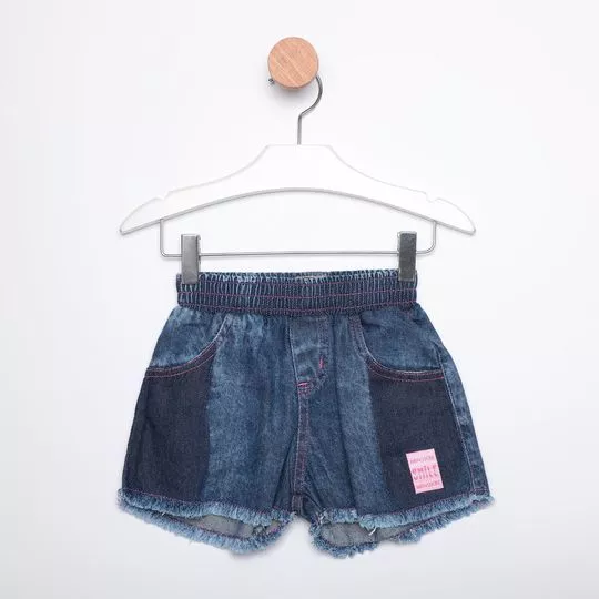 Short Jeans Com Puídos -  Azul Escuro - Mon Sucré