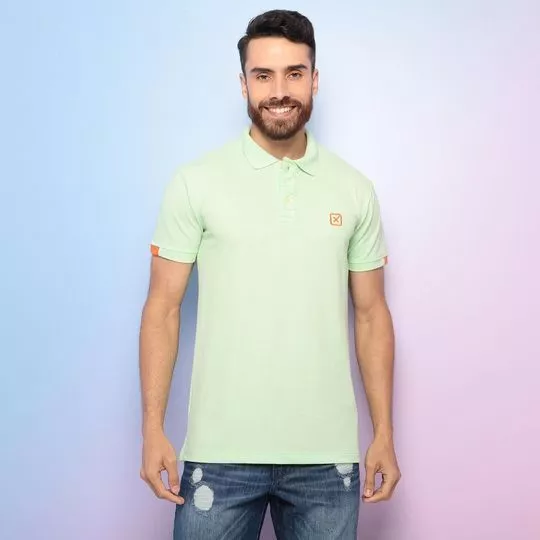 Polo Com Bordado - Verde Claro & Laranja - TXC BRAND