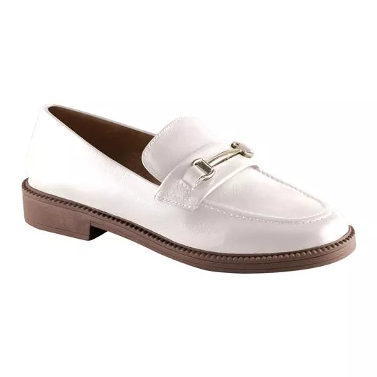 Loafer Em Couro -  Off White - VIA UNO