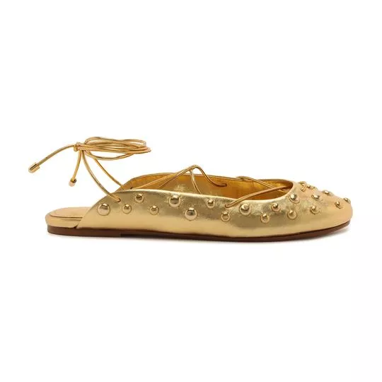 Slingback Em Couro Com Rebites -  Dourado - Schutz