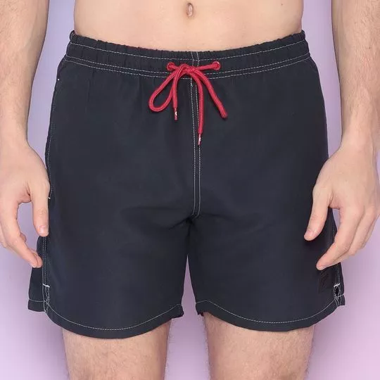 Short Com Amarração - Azul Marinho & Vermelho - Speedo