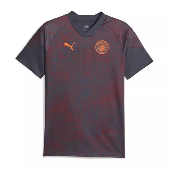 Camiseta Manchester City® - Cinza Escuro & Vermelho Escuro - Puma