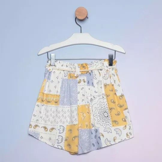 Short Arabescos - Off White & Amarelo - Hering Kids