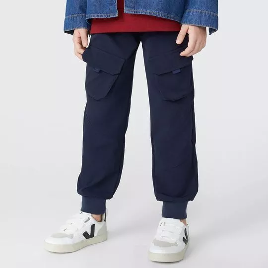 Calça Jogger Com Bolsos - Azul Marinho - Hering Kids