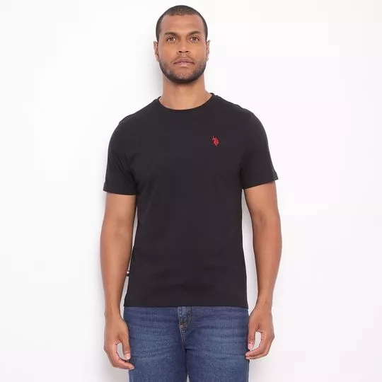 Camiseta Com Bordado - Preta - U.S. Polo Assn