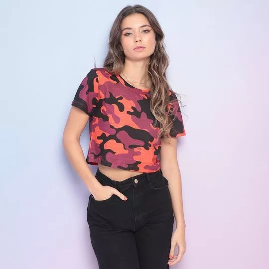 Cropped Camuflado -  Vinho & Coral - Triton