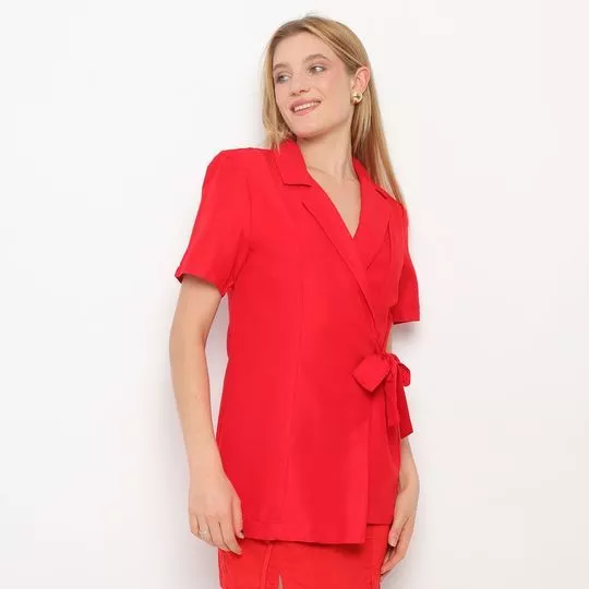 Blazer Com Amarração -  Vermelho - Colcci