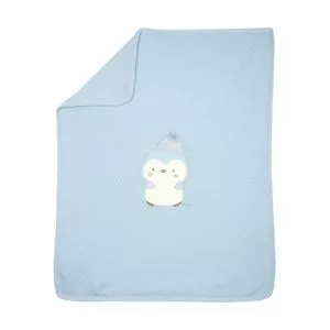 Manta Para Carrinho De Berço Pinguim<BR> - Azul Claro & Branca<BR> - 80x64cm<BR> - Chicco