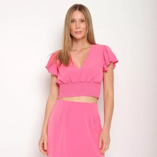 Cropped Com Babados -  Rosa - ZINCO