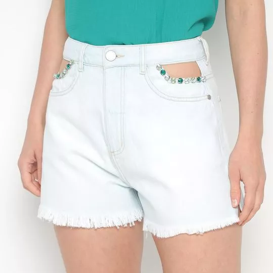 Short Jeans Com Recortes -  Azul Claro - ZINCO