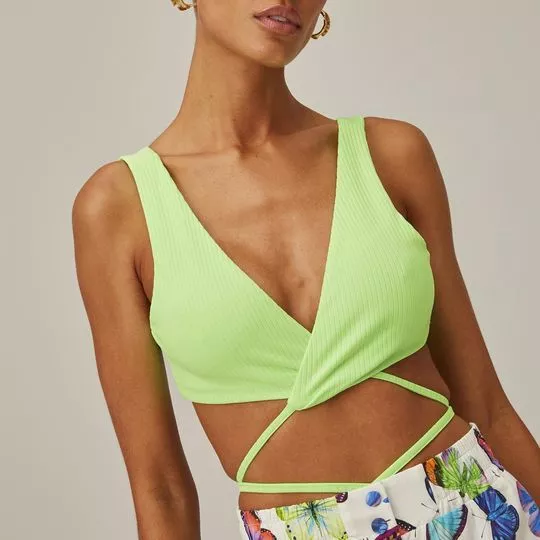 Top Strappy Canelado -  Verde Neon - Lança Perfume