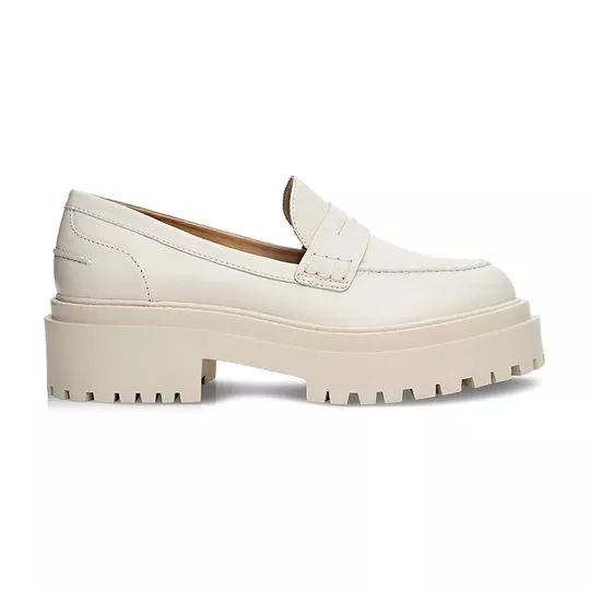 Loafer Em Couro Tratorado -  Off White -  Salto: 5,6cm - Carrano