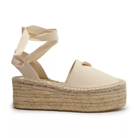 Espadrille Plataforma Com Amarração -  Bege Claro -  Salto: 7cm - Schutz