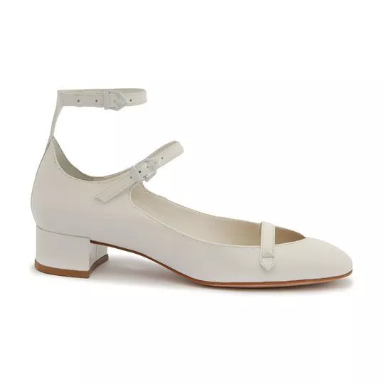 Sapato Em Couro -  Branco -  Salto: 4cm - Schutz