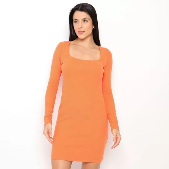 Vestido Curto Canelado - Laranja - Sommer