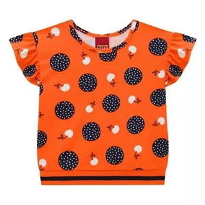 Blusa Cerejas<BR> -  Laranja & Azul Marinho<BR> - Kyly