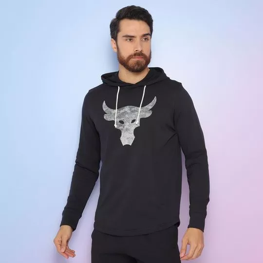 Blusão Em Moletom Com Capuz -  Preto & Cinza - Under Armour