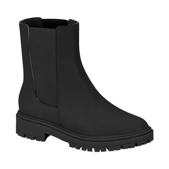 Bota Com Recortes - Preta - Salto: 4cm - Vizzano