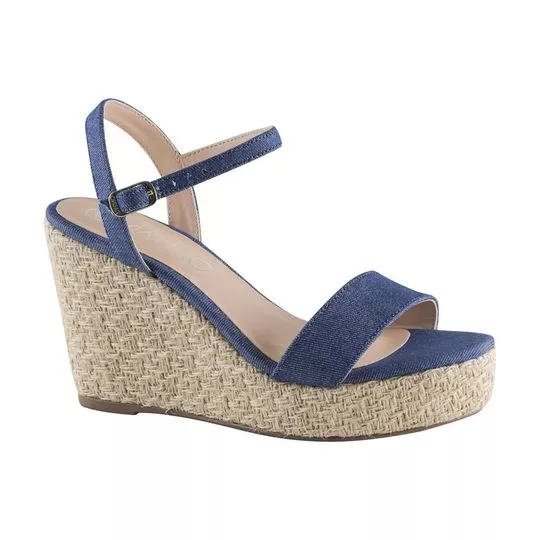 Sandália Plataforma Jeans -  Azul Escuro -  Salto: 16cm - VIA UNO