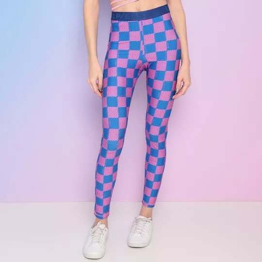 Legging Com Recortes -  Azul & Rosa - Lança Perfume