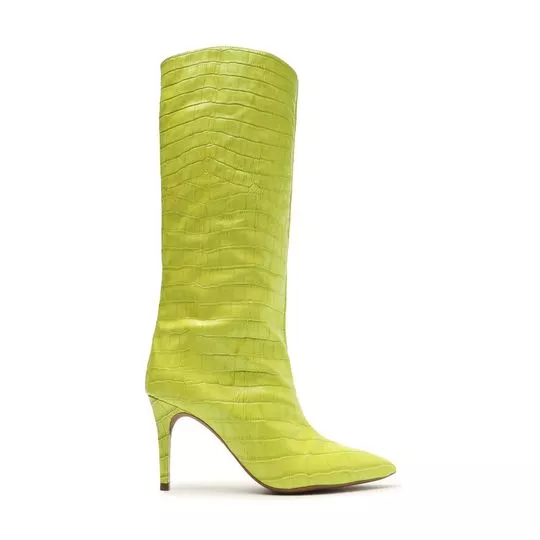 Bota Texturizada -   Verde Claro -   Salto: 8,5cm - Arezzo & Co.