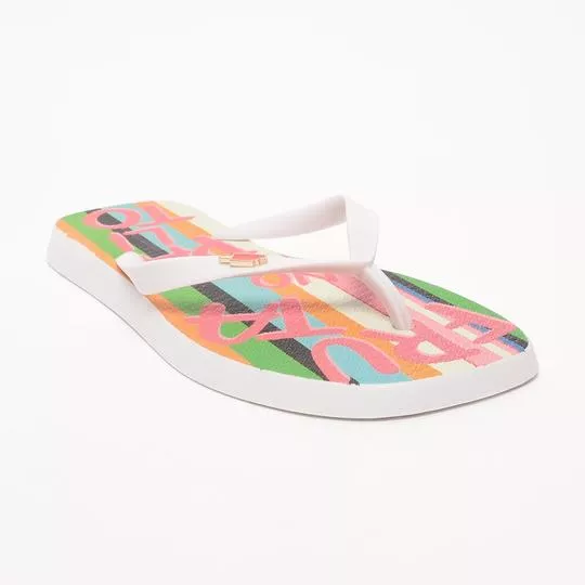 Chinelo Tropical - Branco & Verde - Arezzo & Co.