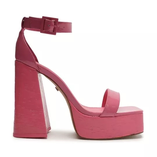 Sandália Meia Pata Envernizada -   Rosa -   Salto: 13cm - Arezzo & Co.