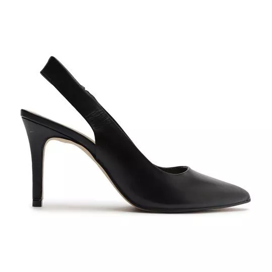 Slingback Em Couro -  Preto -  Salto: 8,5cm - My Shoes