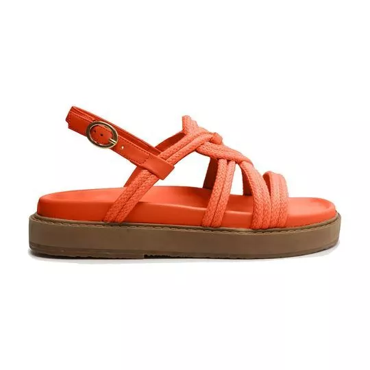 Sandália Rasteira Com Tiras Cruzadas -  Coral -  Salto: 4cm - Schutz