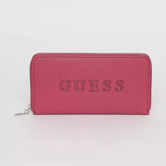 Carteira Com Logo -  Rosa Escuro -  10x19x2,5cm - Guess