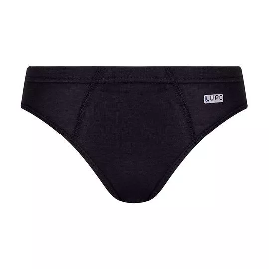 Cueca Com Logo -  Preta & Cinza Claro - Lupo