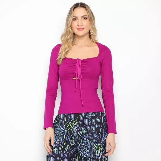 Blusa Com Franzidos - Pink - Sommer