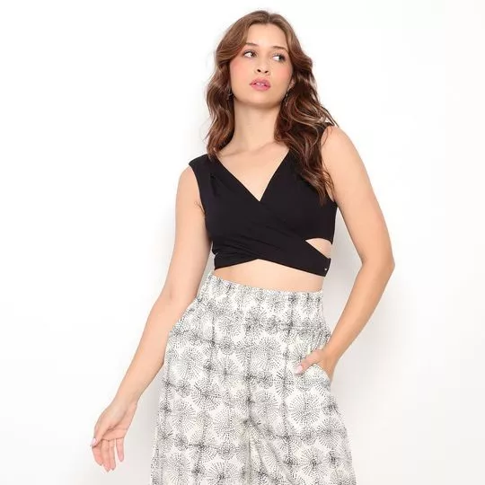 Cropped Com Transpasse -  Preto - Sommer