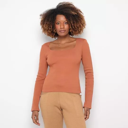 Blusa Em Tricô - Laranja Escuro - Viviane Furrier