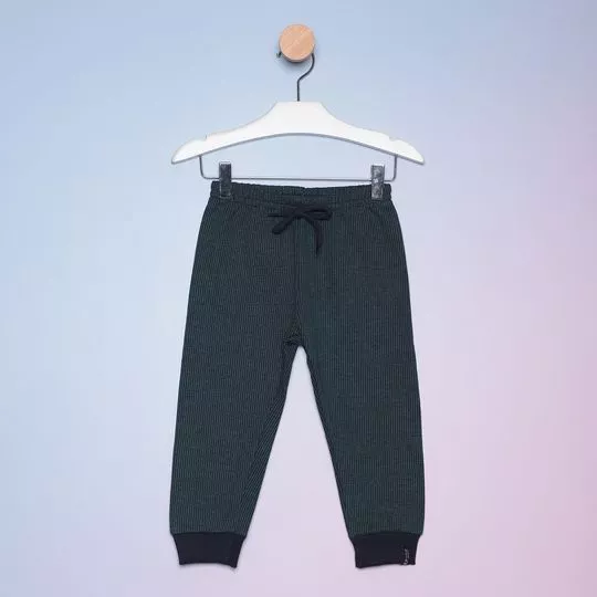 Calça Jogger Com Recortes - Azul Escuro & Preta - Elian