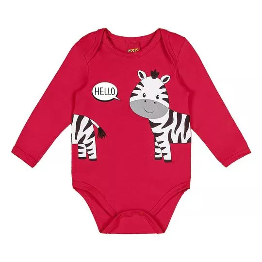 Body Zebra - Vermelho & Branco - Kyly