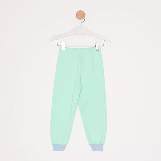 Calça Jogger Com Recortes - Verde Água & Azul - Mon Sucré