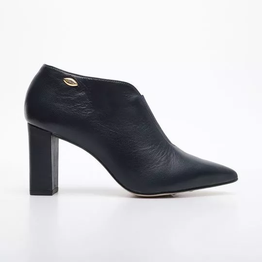 Ankle Boot Em Couro - Preta - Salto: 8,5cm - Luz da Lua