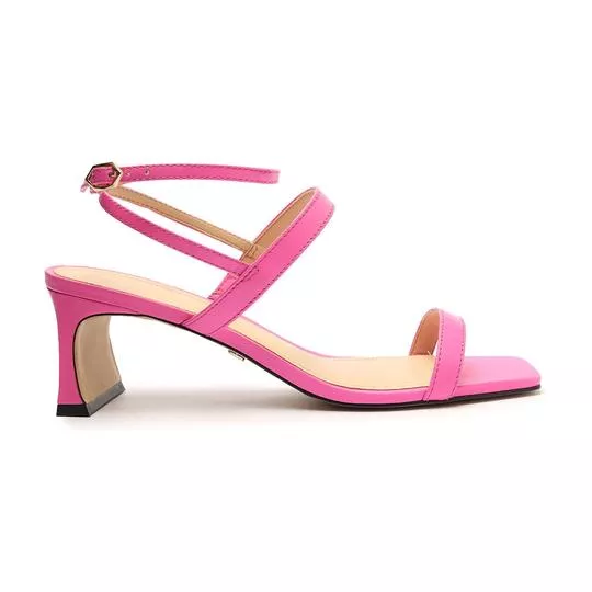 Sandália Em Couro -  Rosa -  Salto: 6cm - Arezzo & Co.